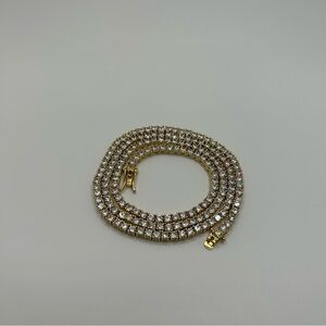 Moissanite Iced Out Tennis Chain Gold 3mm 22 Inches Brand New VVS1 Fast Ship